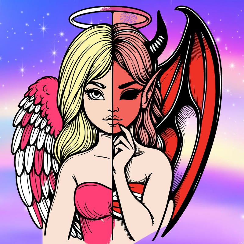 realistic angel half demon