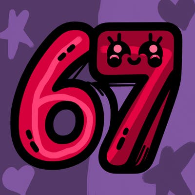 the numbers 67