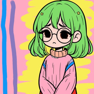 sad girl with glasses in a sweater