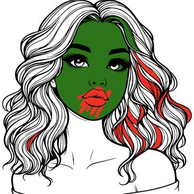 realistic girl with wavy hair and lips