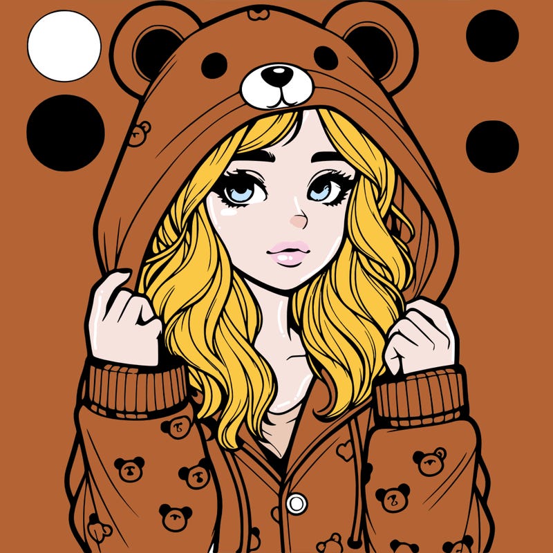 realistic girl in a animal pjs hoodie