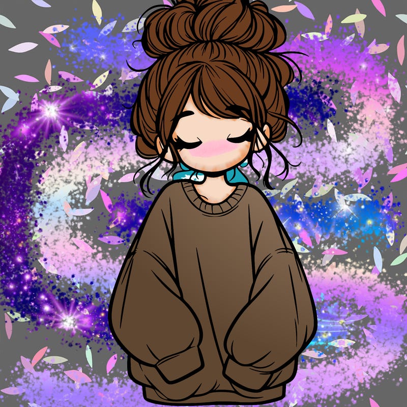 girl with baggy sweatshirt and messy bun