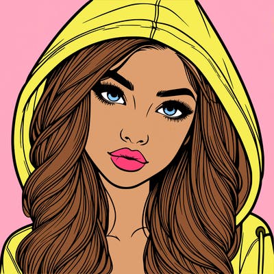 realistic beautiful girl with a hood on