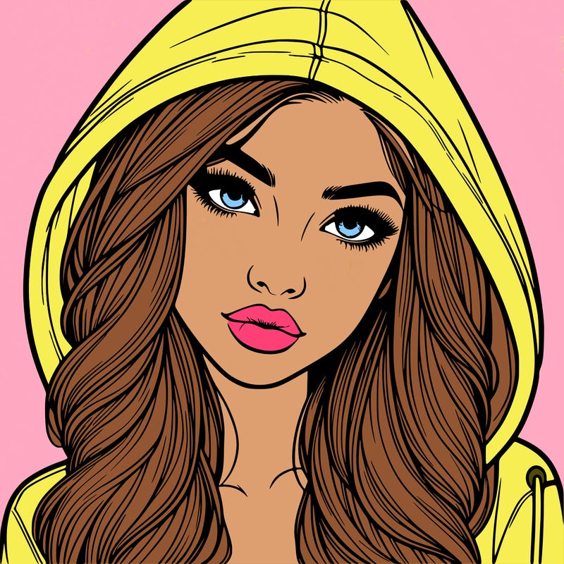 realistic beautiful girl with a hood on