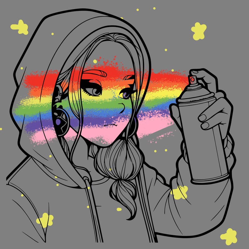 a realistic girl, spray painting