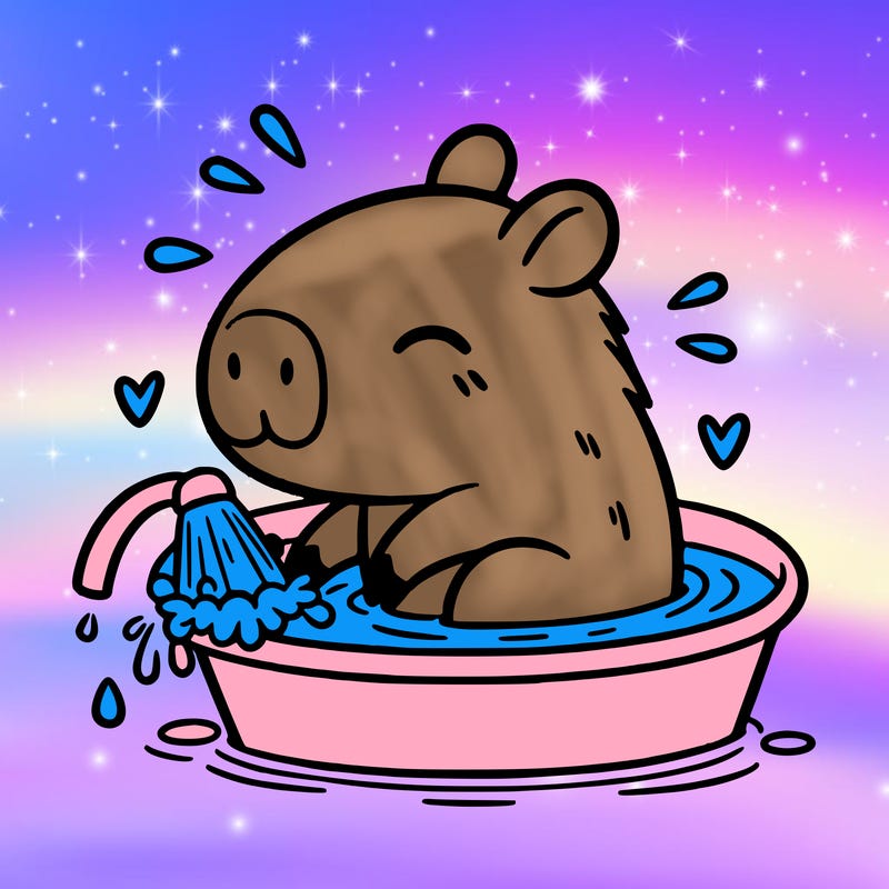 capybara taking a bath