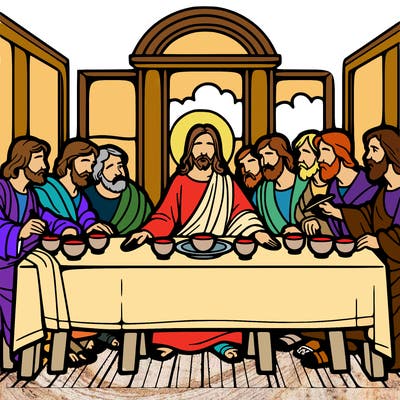 jesus shares the last supper with twelve apostles