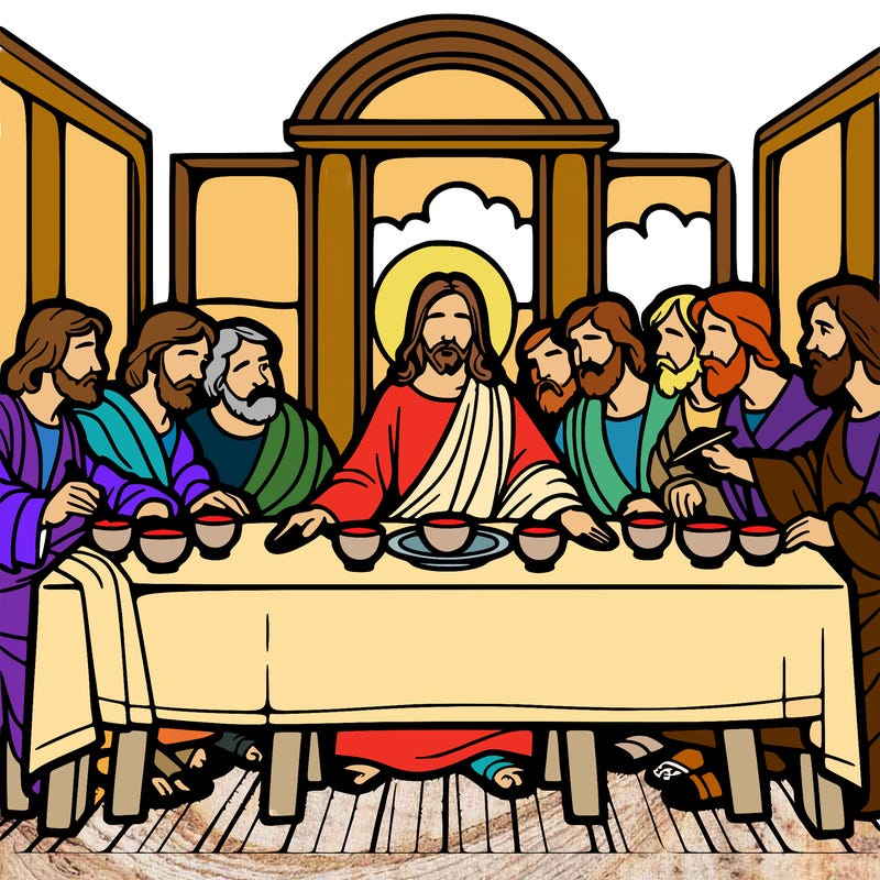 jesus shares the last supper with twelve apostles