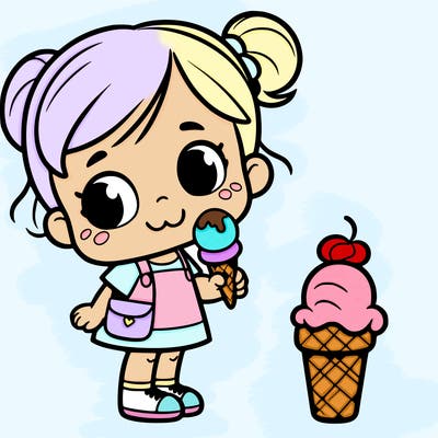 toddler girl with icecream