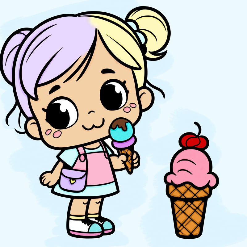 toddler girl with icecream