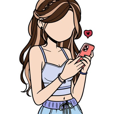 girl with crop top texting on her phone