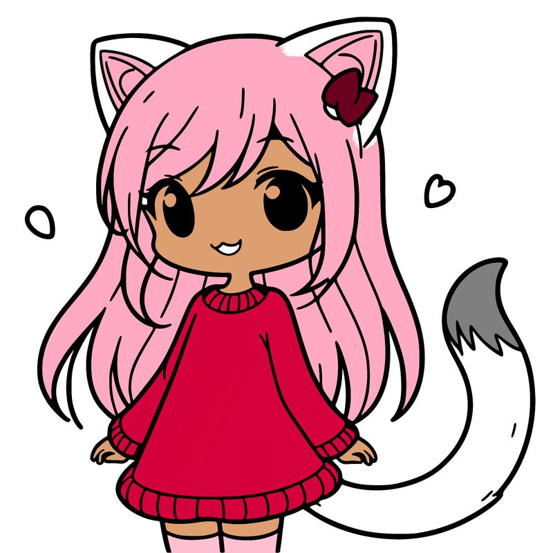 girl with cat ears and tail