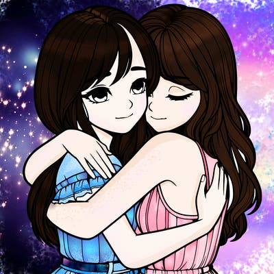 realistic girls hugging