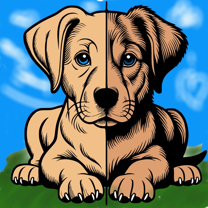 realistic dog split picture