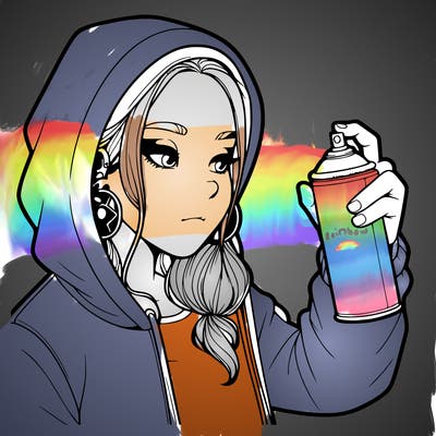 a realistic girl, spray painting