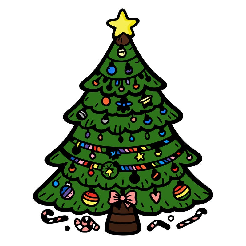 christmas tree with lots of details