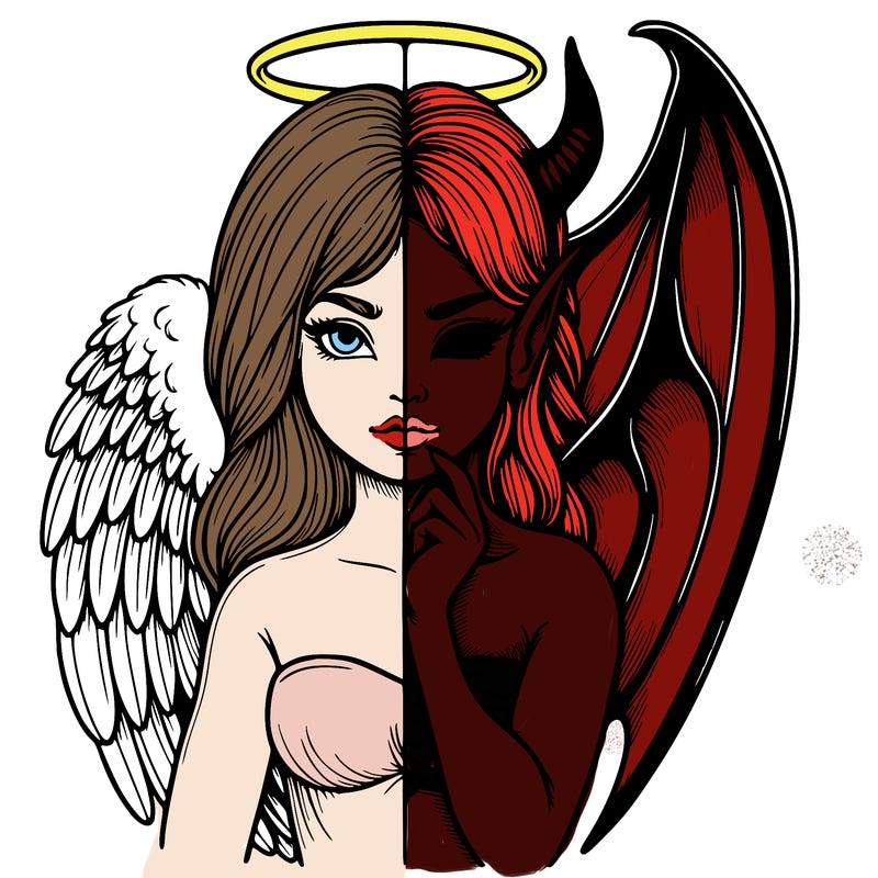 realistic angel half demon