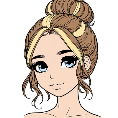 realistic pretty girl with hair in bun
