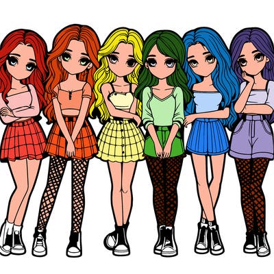 a group of girls realistic