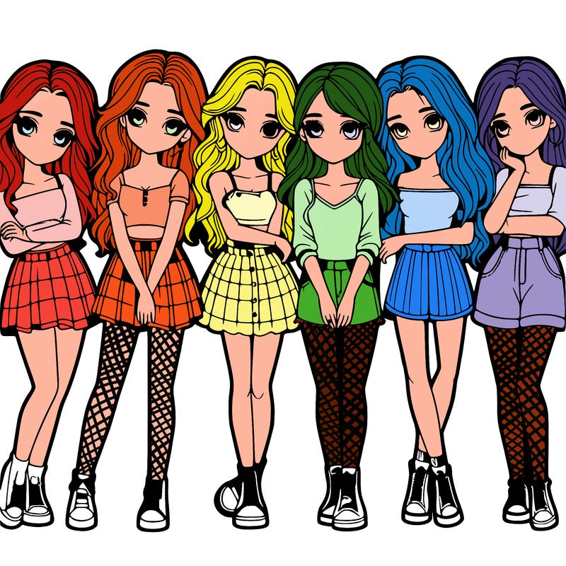 a group of girls realistic