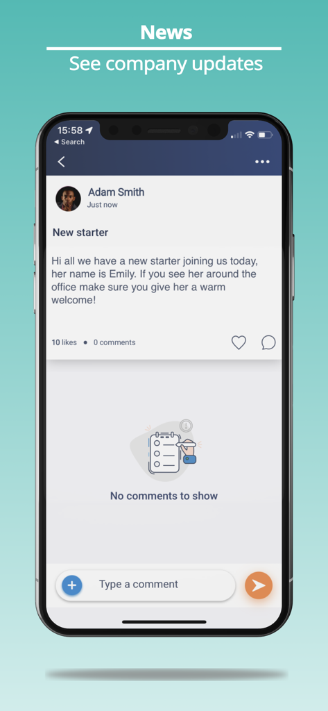 Access PeopleHR - Access PeopleHR mobile app news feed showing company updates