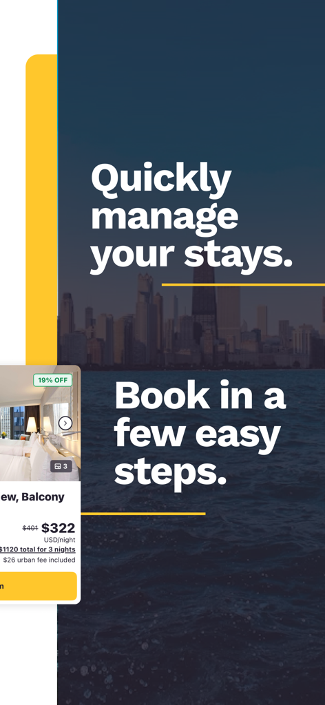 예약 및 숙박 관리를 위한 초이스 호텔 앱 화면