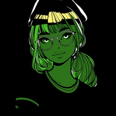 realistic girl with freckles and clear glasses