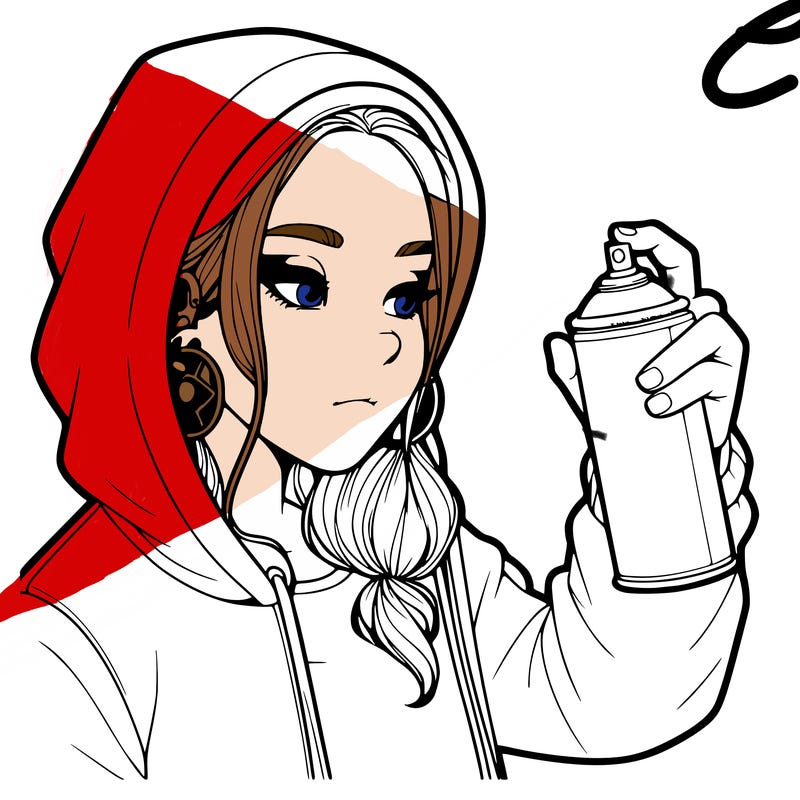 a realistic girl, spray painting