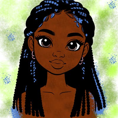 a realistic black girl with braids