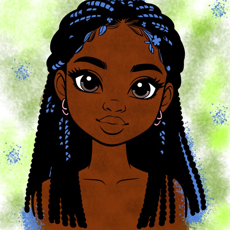 a realistic black girl with braids