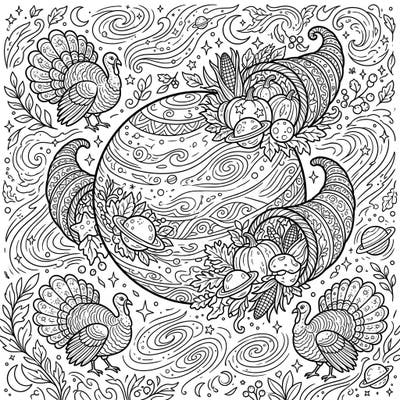 Blast off into a uniquely festive celebration with this enchanting Neptune Thanksgiving coloring page. Discover a whimsical blend of planetary wonders and autumnal delights, perfect for anyone seeking an out-of-this-world coloring experience.