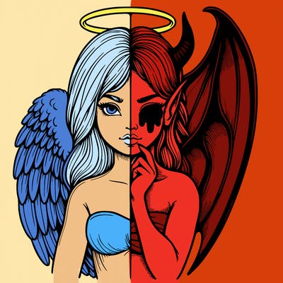 realistic angel half demon