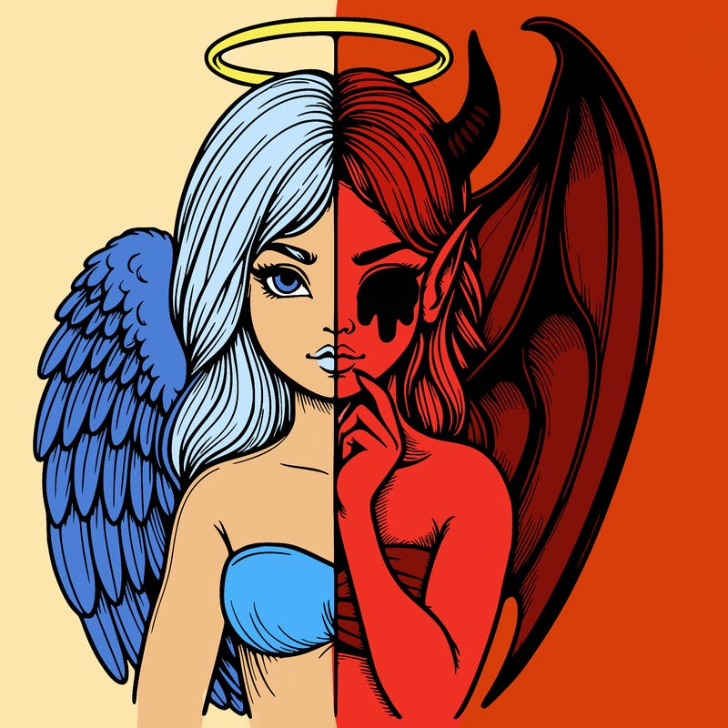 realistic angel half demon