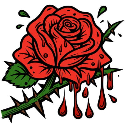 a thorny rose with water dripping out of the rose