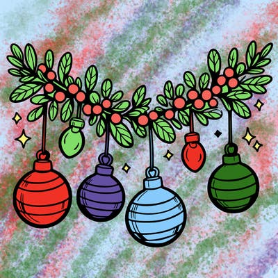 christmas garland with big bulbs