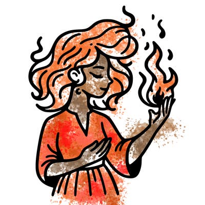 woman with fire