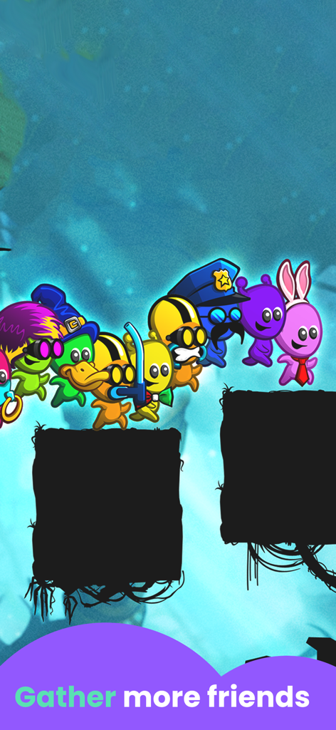 Monster Games: for Kids - 컬러 친구들로 알려진 다채로운 만화 캐릭터들이 함께 서 있는 모습