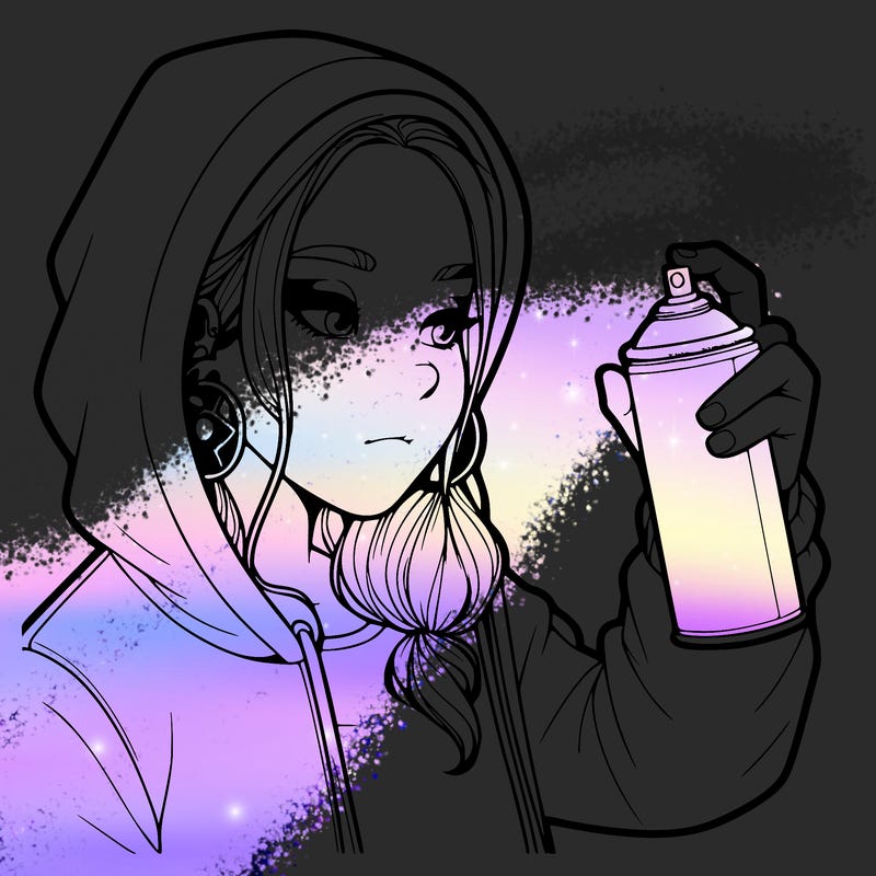 a realistic girl, spray painting