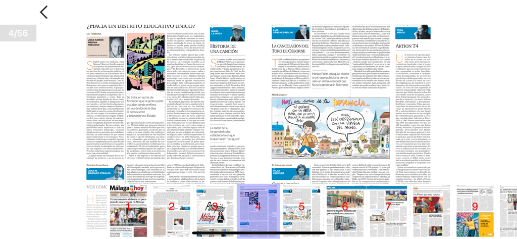 Una réplica digital del periódico Málaga hoy dentro de la interfaz de la aplicación