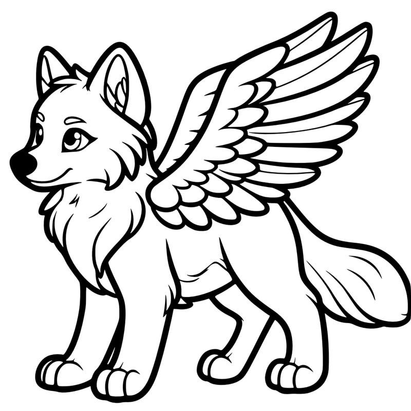 a wolf with wings