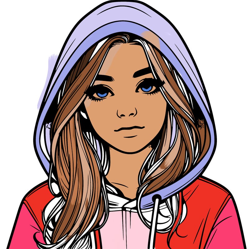 realistic girl with a hoodie