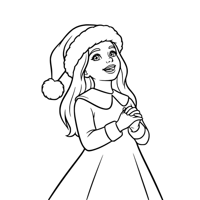 christmas girl with santa hat