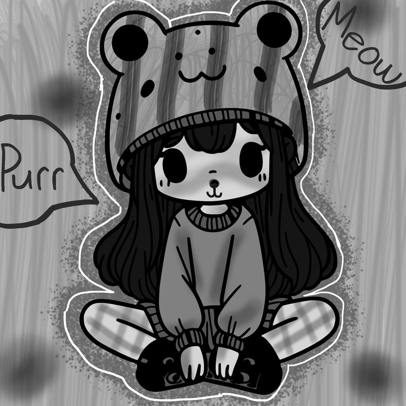 a girl wearing a frog hat and some frog socks