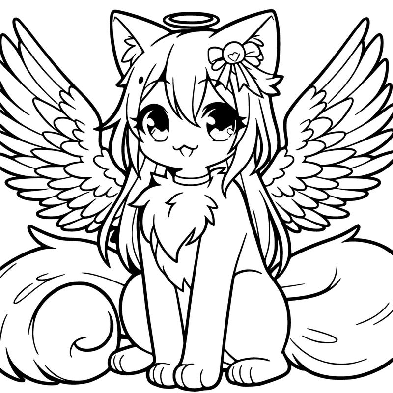 anime cat with angel wings