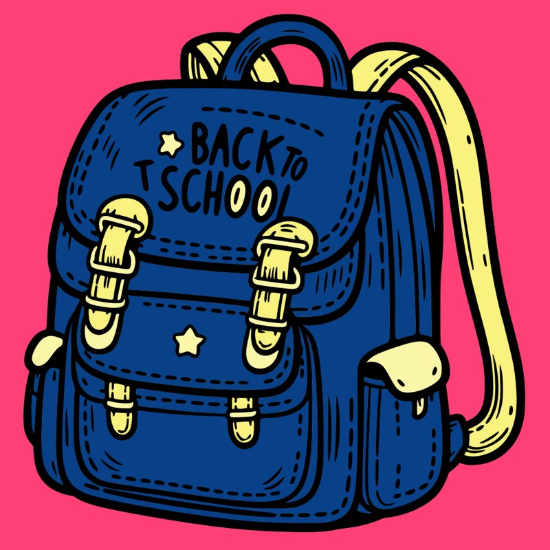 image of school bag with "back to school" printed on it.