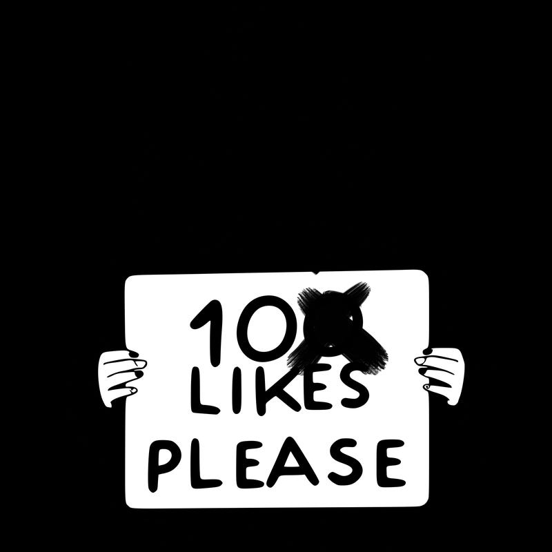 a girl holding a sign saying 100 likes please