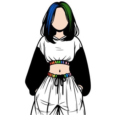 realistic girl faceless with baggy pants and a crop top