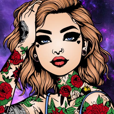 realistic girl with tattoos all over