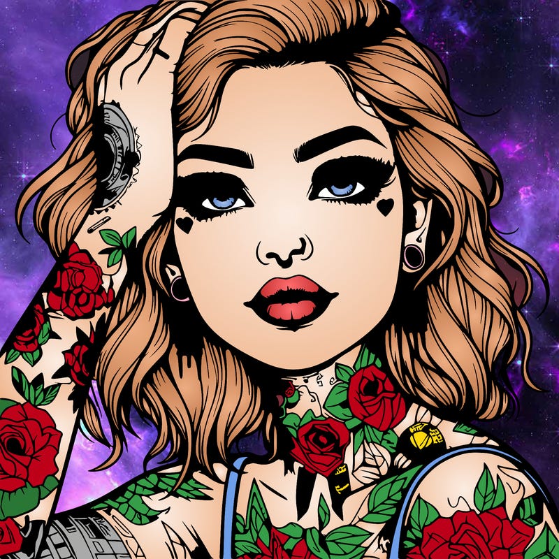 realistic girl with tattoos all over