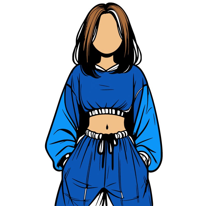 realistic girl faceless with baggy pants and a crop top